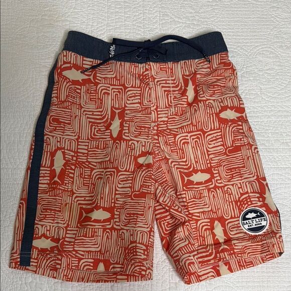 Orange. Cream and gray Salt Life Swim Shorts size Small - Picture 1 of 1